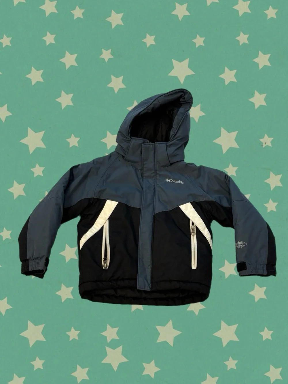 Columbia Kids Hooded Winter Jacket – Blue/Black – Omni-Tech Size 4T